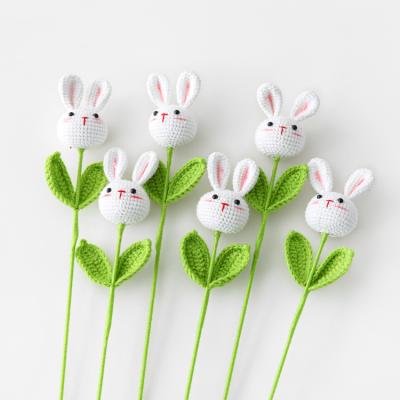 China Wool Chat Good Selling Wool Rabbit Shape Bouquet Finished Material Cute Handmade Finished Product for sale