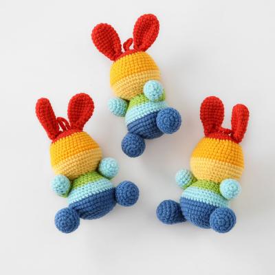 China Cute Korean style rainbow color pendant crochet rabbit doll ornaments decoration or rabbit bag accessories for sale