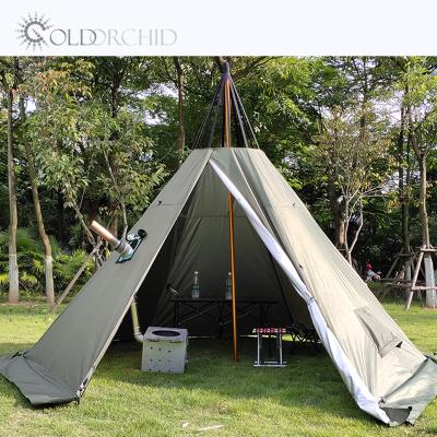 China Extended Type Safari Tent Luxury Canvas Glamping Dome Bell Tent Canvas Teepee Tent for sale