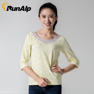 China Anti-wrinkle women 3/4 sleeve with wide collar for sale