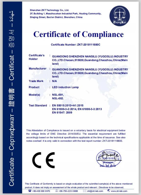 CE - Shenzhen Nansilu Industry Co., Ltd.