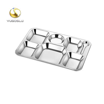 China Factory Price Factory Supplier Amazon Amazon Stainless Steel Viable Wholesale Snack Tray Rectangular 5 Compartment Dinner Dish for sale