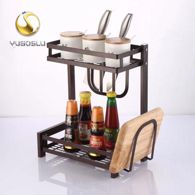 China Viable Modern Style Stainless Steel Kitchen Shelf Organizer No Drills Spice Rack Counter Storage Shelves for sale