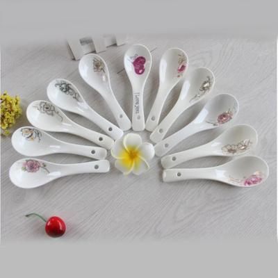 China Wholesale Viable Coffee Tea Ice Cream Appetizer Dessert Mixing Spoons Long Porcelain Household Ceramic White Sugar Spoon for sale