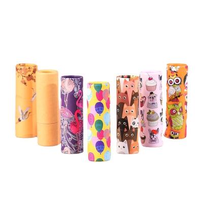 China Biodegradable cute design flower pattern paper carton with plastic insert roll on round paper tube for lipstick lip gloss for sale