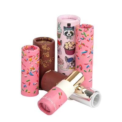 China Biodegradable Refillable Lip Balm Round Paper Tubes Packaging Round Empty Lipstick Cardboard Tube Containers for sale