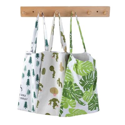 China Eco-Friendly Folding Portable Grocery Waterproof Recycled Canvas Tote Bags Wholesale Shopper Bag Plaid Cotton Canvas Shopping Shoulder Bags for sale