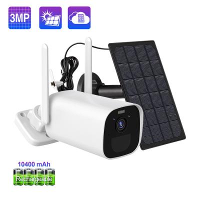 China Face detection Techage 2304 x 1296 outdoor battery wifi camera with solar panel camera solar wireless surveillance for sale