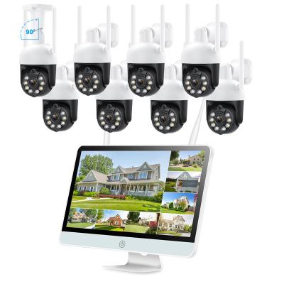 China PAN-TILT 8CH LCD NVR Kit 12IN Display Path IP Camera 3MP PTZ IP Camera Wifi Security Camera Auto Surveillance System for sale