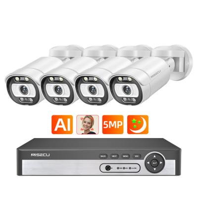 China PAN-TILT Smart AI H.265 5MP AI PTZ Bullet Poe Camera System with IR-Cut 4ch POE NVR Recorder CCTV Security Kit for sale