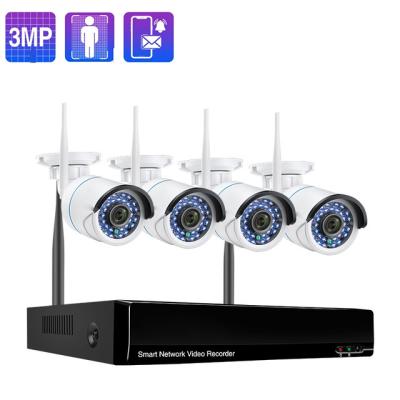 China Wireless Camera 3MP Wifi Security Camera 8CH NVR System Kit Motion Detection Alarm Built-in Siren Techage IP Surveillance for sale