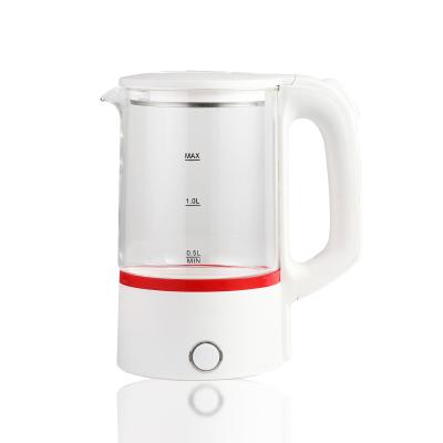 China 360 Degree Protection White Glass Electric Kettle 1.8L Rotation Boil-dry Base 1500W Electric Kettle With Visible Window for sale