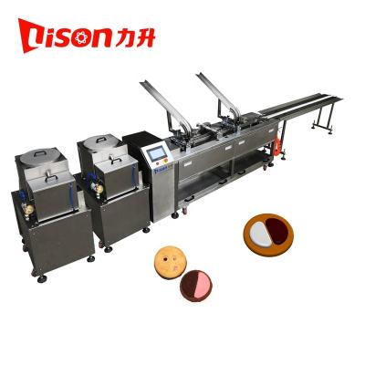 China Small Capacity Snack Plant Two Color Cream Cookie Squeezing Machine With Conveyor for sale