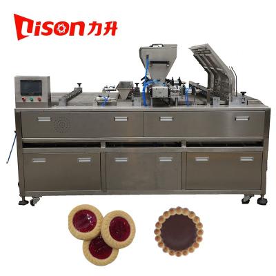 China Snack Plant Ten Head Spout Chocolate And Fruit Jam Top Cookie Depositing Machine for sale