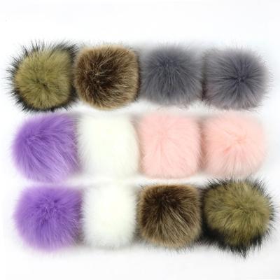 China Fluffy Ball Shape 12pcs/set 10cm With Elastic Band Fluffy Faux Fur Ball Pompom For Beanie Hats Accessories for sale