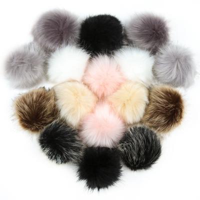 China Fluffy Ball Shape 8cm With Instant Detachable Pompom Rainbow Color Faux Fur Ball For Hats Charm Key Chain for sale