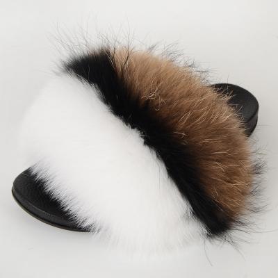 China Fashion Trend High Quality Soft Fox Fur Slippers Slippers for sale