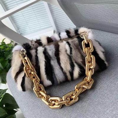 China Real Mink Fur Bag Lady Bags Fur Chain Shoulder Bag 2022 New Real Plush Real Mink Rabbit Fur Bag Fashion For Women Armpit for sale