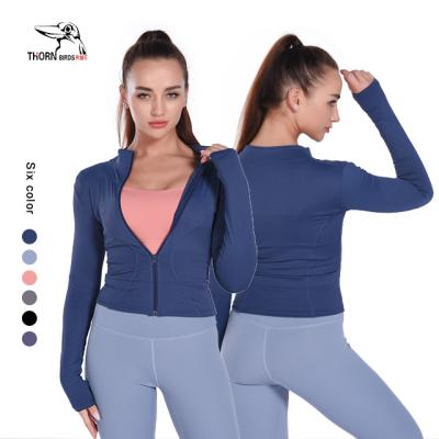 China Women's High Quality Multiple Color Breathable Sports Jacket Fashion Yoga Sports Long Wrap Coat for sale