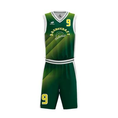 China Euroleague Basketball Jersey Breathable Custom Sublimated Design Color Uniform Green for sale