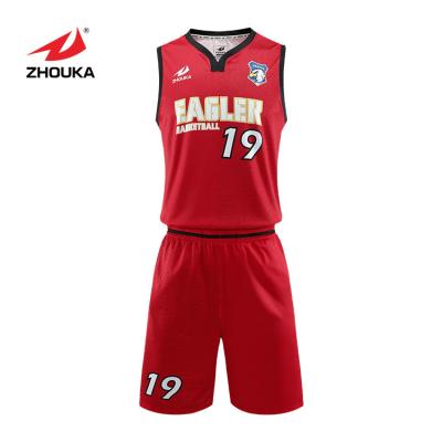 China Zhouka Antibacterial Sports Custom Basketball Jersey Basketball Vest Supplier for sale