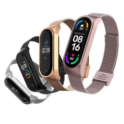 China Stainless Steel Watch Bands MI Band 5 Suitable For Xiaomi Wristband 3/4/5/6 Strap Stainless Steel Metal Strap for sale