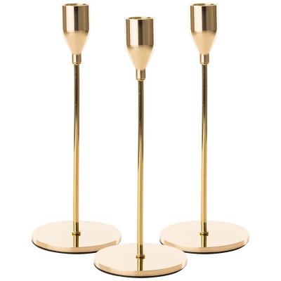 China Luxury Nordic Style Candle Holder 3 Arm Bronze Candelabra Wedding Table Centerpieces Other Candlestick Gold Metal Brass Candle Holder for sale