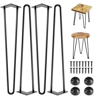 China Easy Installation 2 Rod Coffee Table Steel Brass Hairpin Legs Best 16 Inch Hairpin Table Legs Black Metal for sale