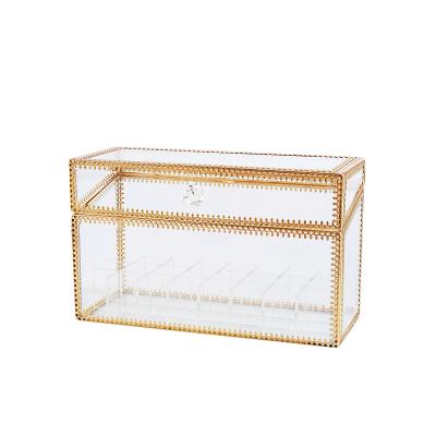 China Europe Customized Colors Glass Cosmetics Storage Box Makeup Box Make Up Organizer for sale