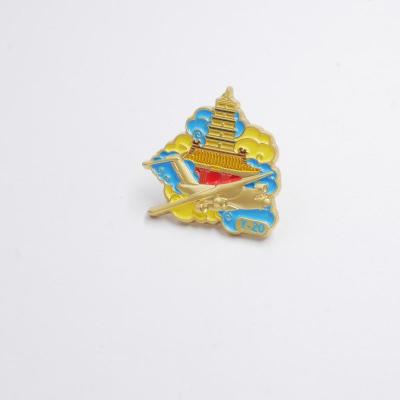 China Custom Europe Art Style Architecture Door Badge Logo Lapel Pin Metal Enamel Badge for sale