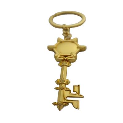 China Factory Popular Custom Wholesale Classic Key Shape Pearl Gold Enamel Metal Key Chain Chain for sale