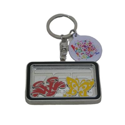 China Global Hot Selling Gift Butterfly Pattern Rectangle Form Lenticular White 3D Plastic Key Chain for sale