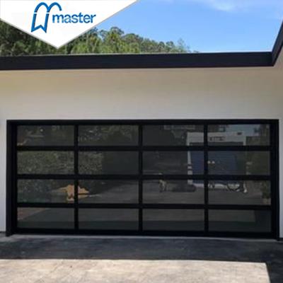 China Hot Sale Master Garage Automatic Sectional Overhead Aluminum Glass Doors Shaft Windproof With High Quality for sale