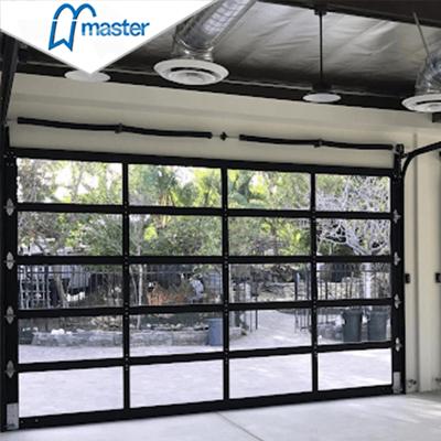 China Master Windproof Sectional Automatic Overhead Aluminum Full View Glass Garage Doors With High Quality for sale