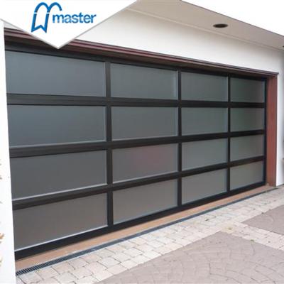 China China factory direct sale automatic sectional overhead aluminum mirror windproof glass garage doors with garage door motor for sale