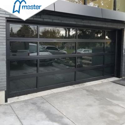 China Factory manufacture windproof garage door black glass frame with garage glass door for villa for sale