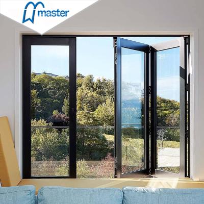 China Hot Sale Magnetic Screen Hurricane Proof Windproof Aluminum Tempered Glass Windows Bi Folding With Good Price Resistant for sale