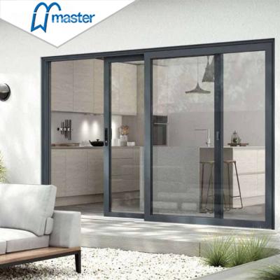 China Exterior Patio Insulated Aluminum Slippery Windproof Double Glazed Glass Sliding Doors Modern Design With High Quality for sale