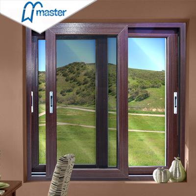 China Double Screen Master Style Hurricane Proof New Magnetic Well Glazed Glass Aluminum Sliding Windows With High Quality for sale