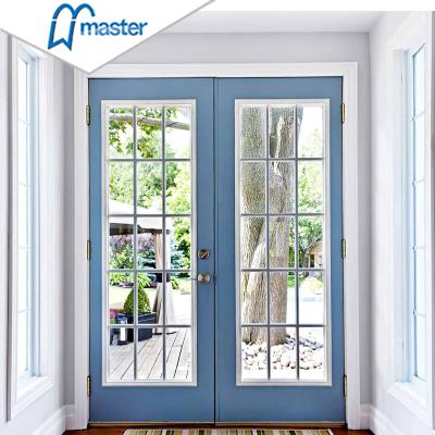 China Commercial Residential Windproof Aluminum Soundproof Glass Hinge Glass Door Double Swing French Doors With For Apartment for sale