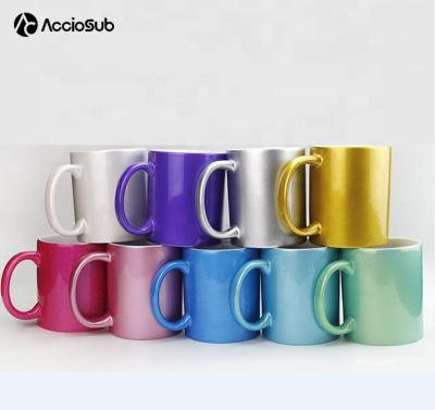 China High Quality Viable Acciosub 11oz Pearl Mug Shining Ring Coated Sparkling Sublimation Ceramic Coffee Mug for sale