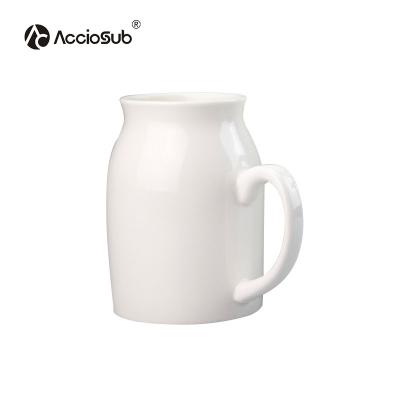 China Viable Wholesale White Acciosub 450ml Sublimation Custom Printing Ceramic Breakfast Sublimation Milk Mug for sale