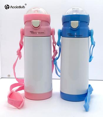 China Acciosub RTS 350ml Stainless Steel Viable Kids Bottle Double Tumbler Flip Top Straight Kids Wall Vacuum Sublimation for sale