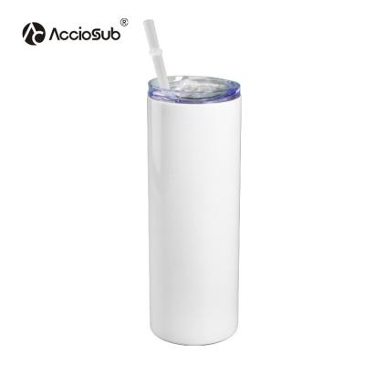 China 20 Ounce Sublimation Factory Long Lasting Acciosub White Stainless Steel Lean White Tumbler With Lid Straw for sale