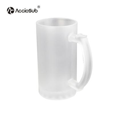 China 16OZ Photo Viable Wholesale Printing Durable Heat Transfer Blanks Frosted Glass Mugs Sublimation Blank Beer Mug for sale