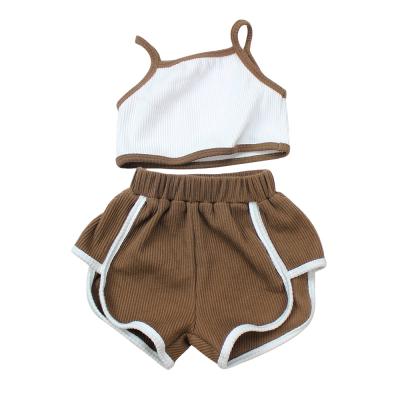 China Toddler Casual Kids Clothes Rib Fabrics Girls Summer High Quality Full Length Tops Shorts Casual Pants Trousers for sale