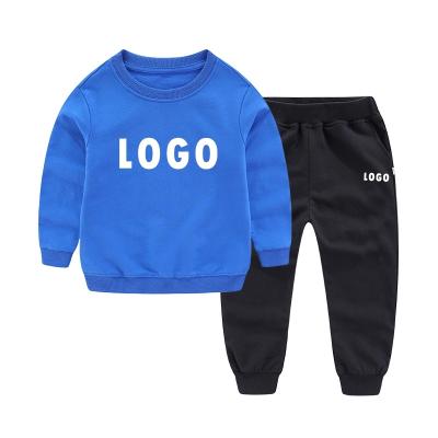 China Fashion\Comfortable Baby Boy\Durable Clothes Fashion\Comfortable Baby Boy\Durable Clothes Logo Baby Clothes Custom Solid Color Two Piece Crewneck Sweatshirt Set 100% Cotton Fabric for sale