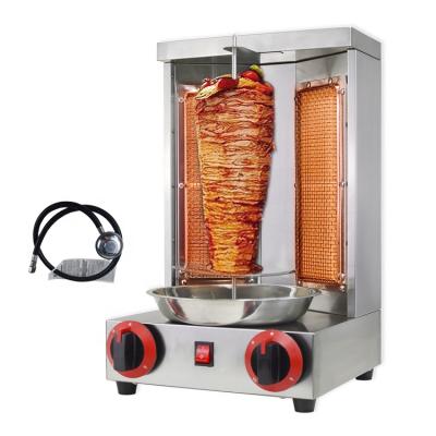 China ZzPro 2 Burners Ceramic Commercial Gas Doner Shish Kebab Chicken Shawarma Grill Automatic Easily Assembled BBQ Machine for sale