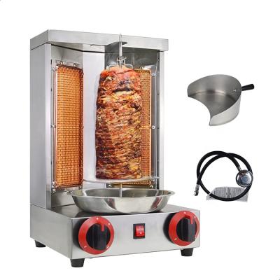 China LiBai 2 Burners Propane Doner Kebab Rotisserie Shawarma Machine Chicken BBQ Easily Assembled Vertical Grill with Meat Tray for sale