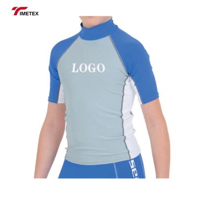 China Custom OEM Short Sleeve Wholesale Kids Short Sleeve Rash Guard Custom Logo Surfing Rash Guard UV Protection for sale